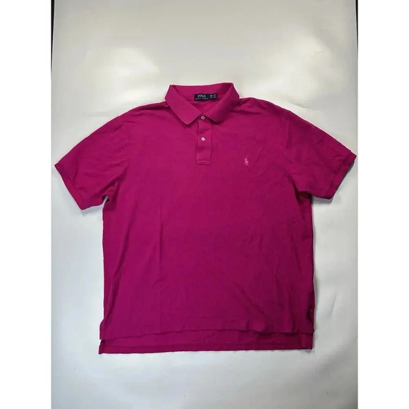 Polo Ralph Lauren Polo Shirt Men’s 2XB Cotton Big & Tall Pink Pony Preppy - Picture 1 of 7